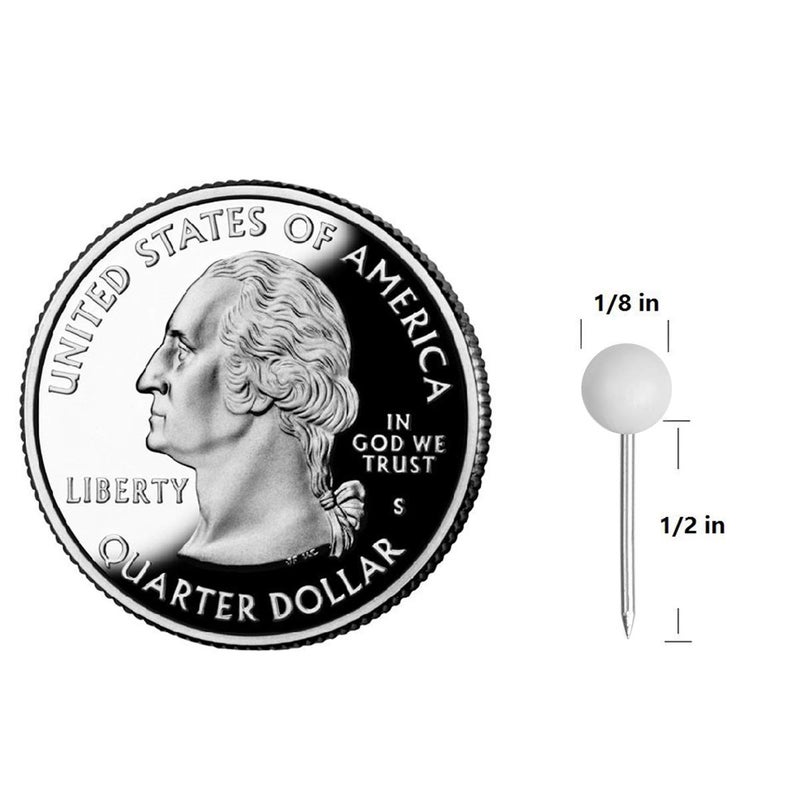 Yalis Push Pins Map Tacks 1/8-Inch Assorted Color Beads Head Map Marking Push Pins,500-count (White) - Image 3